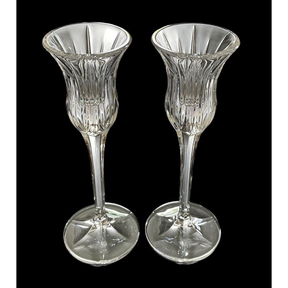 2 Mikasa Crystal 1" Candle Stick Holders Icicles Pattern Made In Germany 8" Tall - Picture 2 of 6